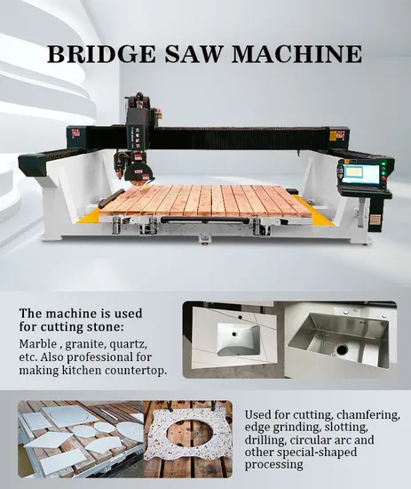 5 Axis 3D Profiling Granite Stone Bridge Saw 5 Axis CNC Monoblock Bridge Saw Cut No Chips Cutting Machine
