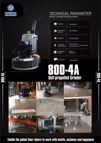 380V Concrete Floor Surfacing Grinder with Planetary Gear Box